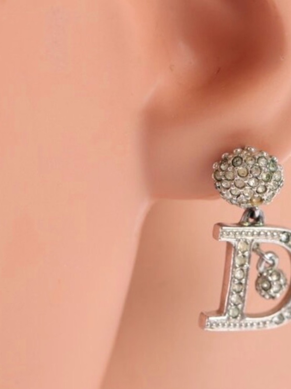 Dior Silver Crystal 'D' Drop Earrings 💫 - Picture 7 of 8